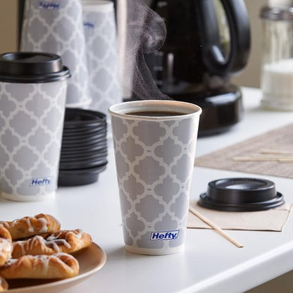 Hefty Disposable Hot Cups - 16 Ounce with Lids | 20 Count for Convenient Serving