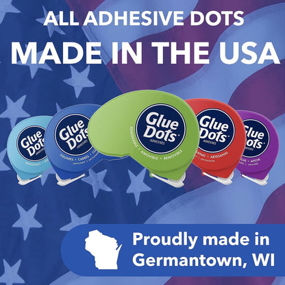 Glue Dots, Removable Dots Dot N' Go Dispenser, Double-Sided, 3/8", .38 Inch, 1200 Dots, DIY Craft Glue Tape, Sticky Adhesive Glue Points, Liquid Glue Alternative, Clear, 6 Pack