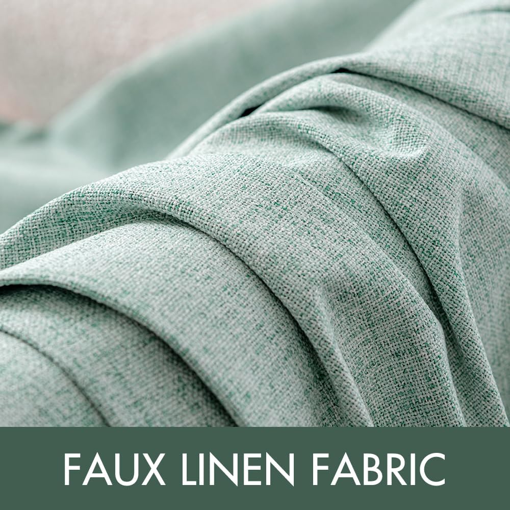 MIULEE Blackout Curtains - 100% Thermal Insulated Linen Texture - Seafoam Green | 52x108 Inch (2 Panels)