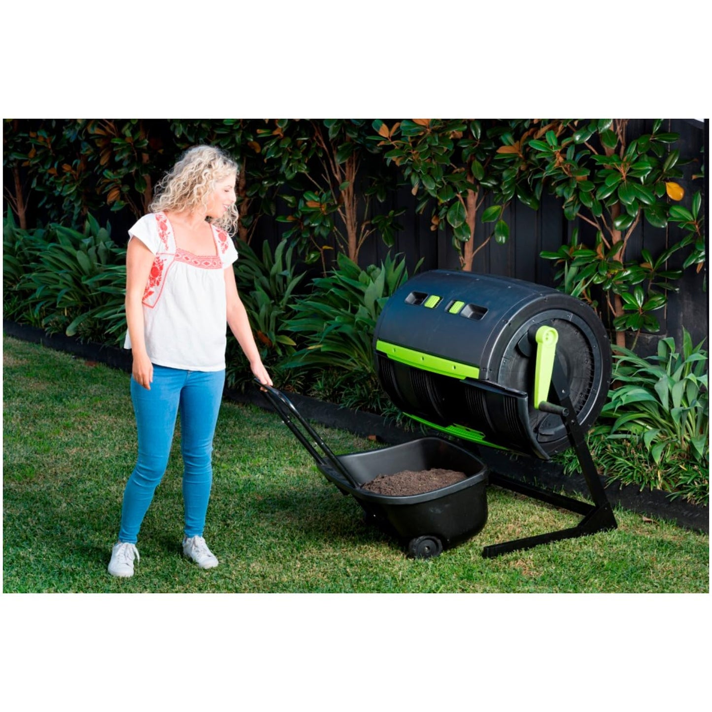 Maykoosh Compost Tumbler Two Stage - Garden Composter with Cart - UV Protected & Zinc Frame
