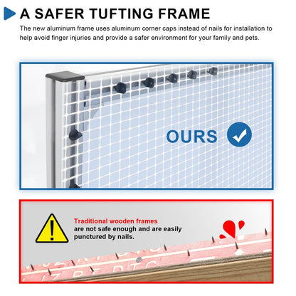 Rug Tufting Frame Kit, 55 Inches Aluminum Metal Tufting Frame for Rug Making, A Safer Tufting Cloth Stand for Tufting Beginners and Lovers