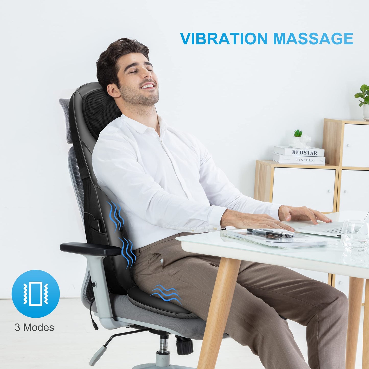 COMFIER Shiatsu Back Massager with Heat, Deep Kneading & Rolling Massage Chair Pad, Chair Massager for Office Home Use, Gift for Dad Mom