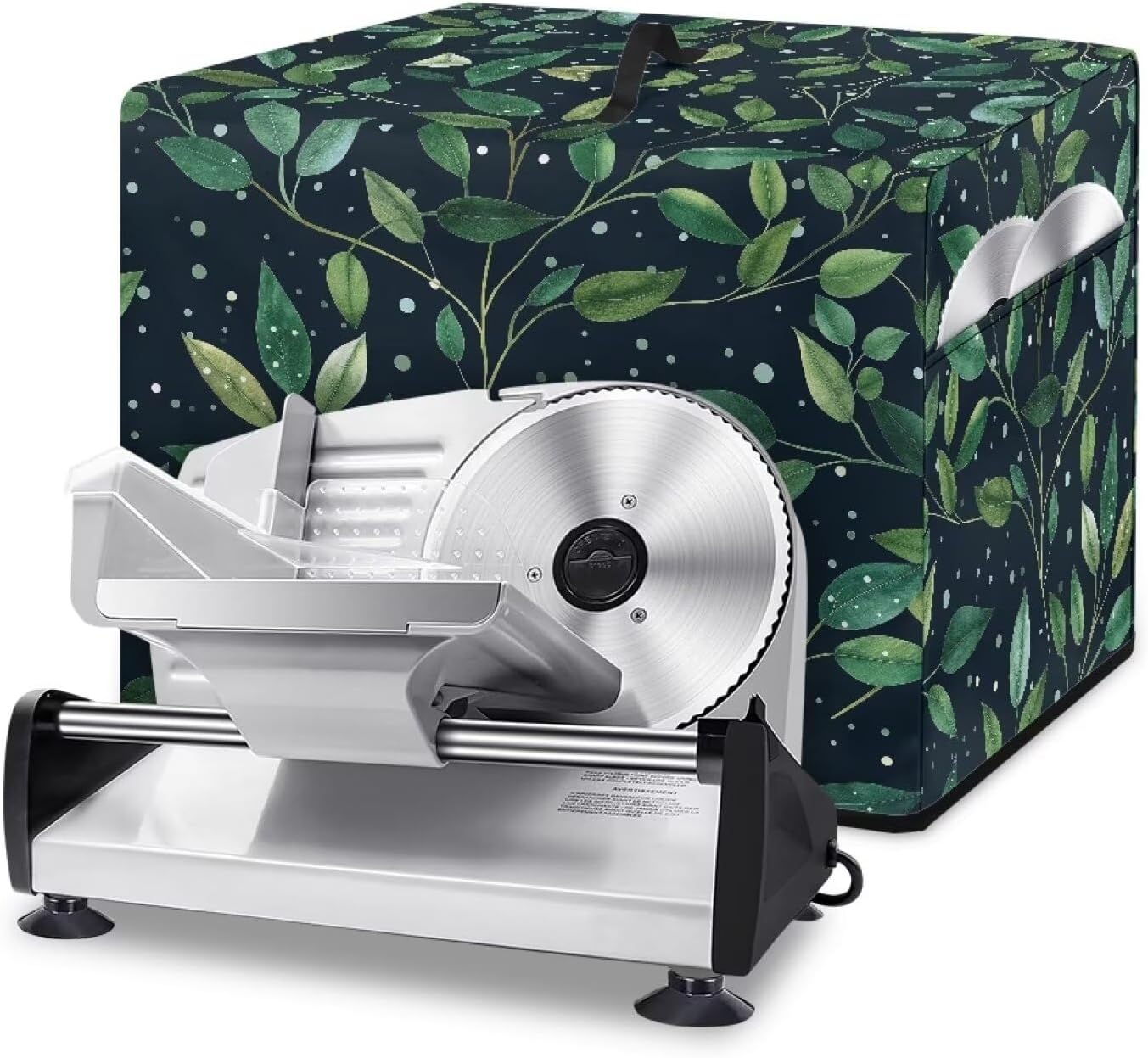 Food Slicer Cover, Waterproof Fabric Dust-Proof Durable Kitchen Electric Appliance Cover with Side Pocket, Dark Blue