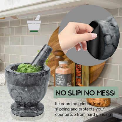 Flexzion Mortar and Pestle Set, Black - Solid 4 Inch Heavy Granite Molcajete Stone Grinder for Guacamole, Herbs, Spices