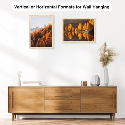 JCJMY 11x14 Picture Frame - Versatile Wall Mounting for Horizontal or Vertical Display | Natural Finish with Shatter-Resistant Plexiglass
