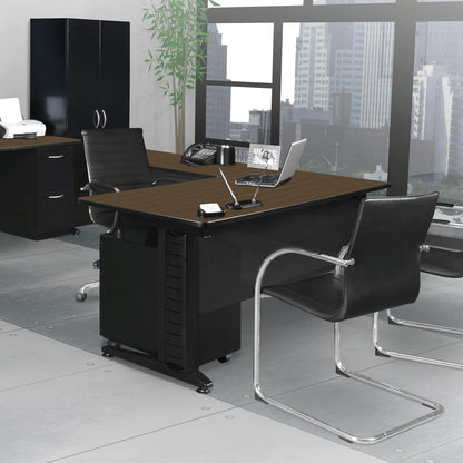 Regency Fusion 66 x 72 in. L Shaped Desk with Double Pedestal Drawer Unit- Neo Walnut