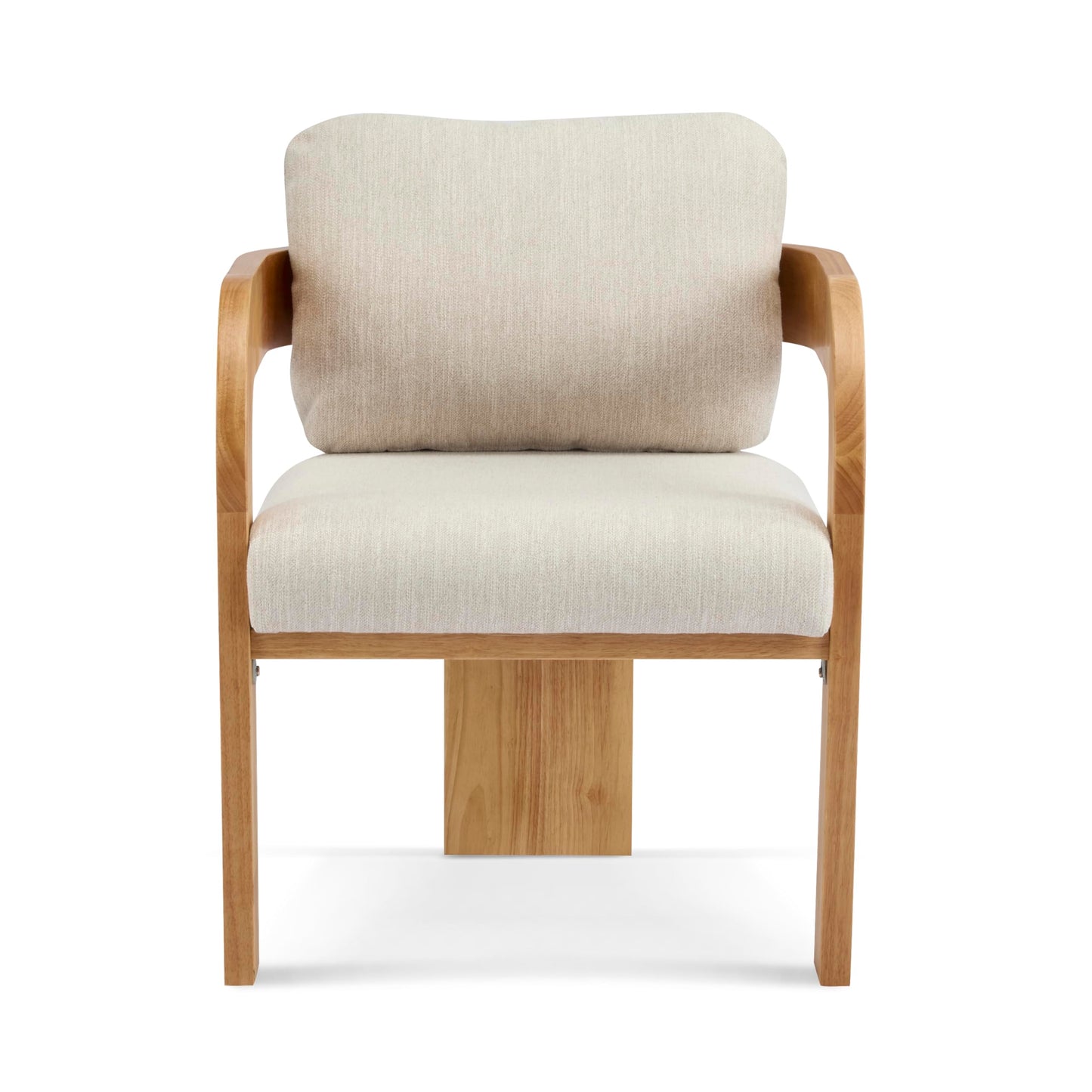 Christopher Knight Home Yorick Modern Dining Chair Set of 2 with Cushion, Solid Wood Dining Room Armchair Set, Curved Backrest Kitchen Side Chair, Living Room Comfy Extra Seat, Natural+Beige