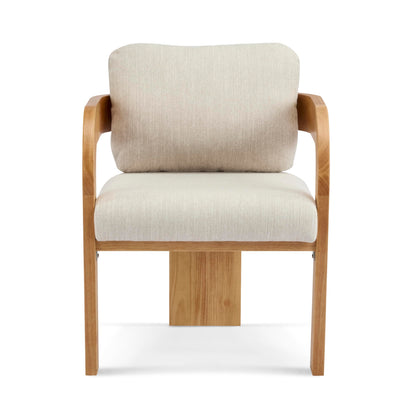 Christopher Knight Home Yorick Modern Dining Chair Set of 2 with Cushion, Solid Wood Dining Room Armchair Set, Curved Backrest Kitchen Side Chair, Living Room Comfy Extra Seat, Natural+Beige