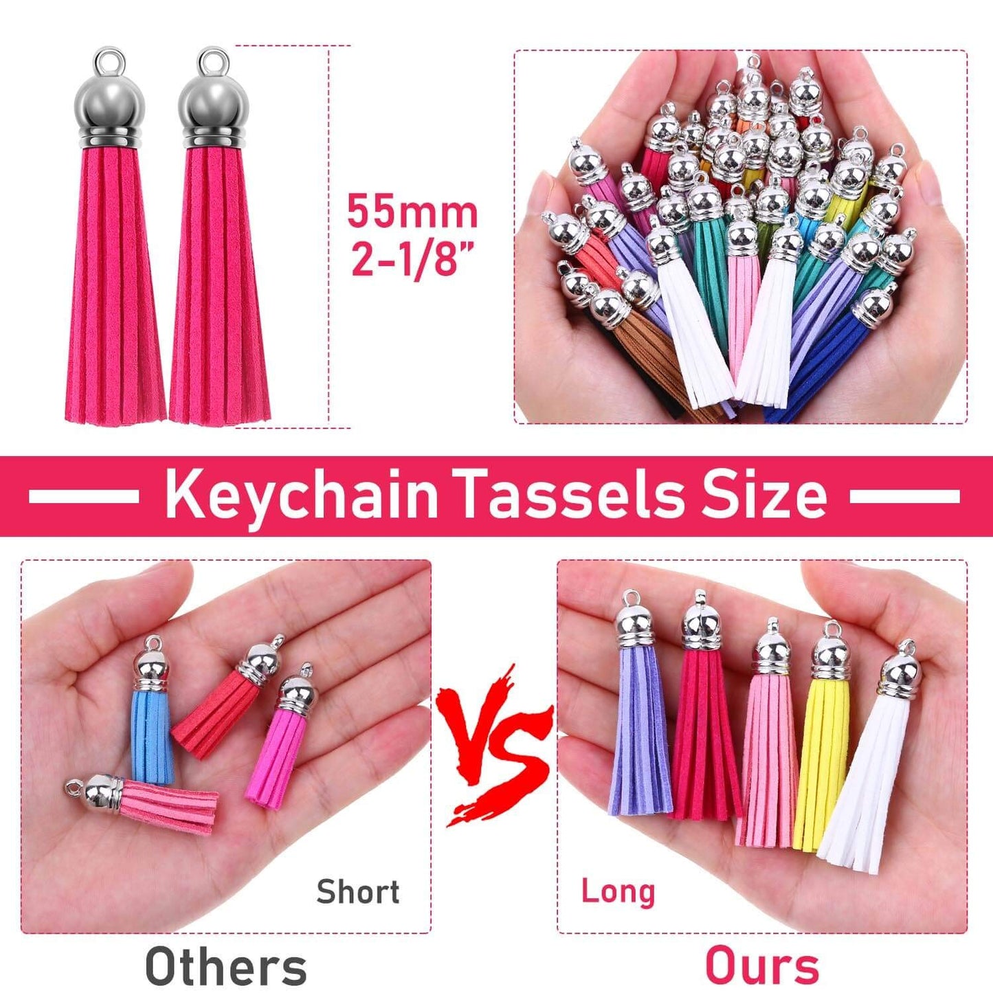 Tassels, Paxcoo 240Pcs Keychain Tassels Bulk for Jewelry Making and Crafts, Keychain Making Charms Supplies for Acrylic Blank Keychains, Bracelets and Jewelry Making