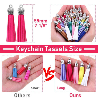 Tassels, Paxcoo 240Pcs Keychain Tassels Bulk for Jewelry Making and Crafts, Keychain Making Charms Supplies for Acrylic Blank Keychains, Bracelets and Jewelry Making