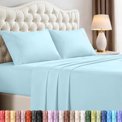 Utopia Bedding King Size Sheet Set - Soft, Breathable Microfiber | 4-Piece in Ice Blue, Oeko Tex Certified
