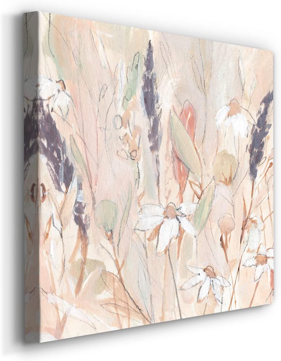 Renditions Gallery Rustic Wall Artwork - Abstract Lavender Flower Wall Hanging for Beach House, 16"X16" Decor