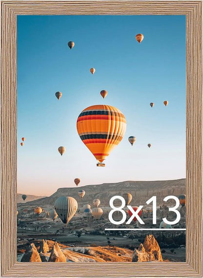 JCJMY 8x13 Rustic Brown Picture Frame - Versatile Wall & Tabletop Display with Shatter-Resistant Plexiglass