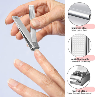 MORGLES Tweezers Set and Nail Clippers, 9 Pcs Stainless Steel Tweezers Kit for Men Professional Manicure Set for Men Grooming Kit with Leather Travel Case