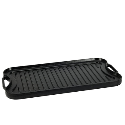 Amazon Basics Pre-Seasoned Cast Iron Reversible Rectangular Grill/Griddle with Even Heat Distribution, Black, 20 x 10.63 x 0.98 inch