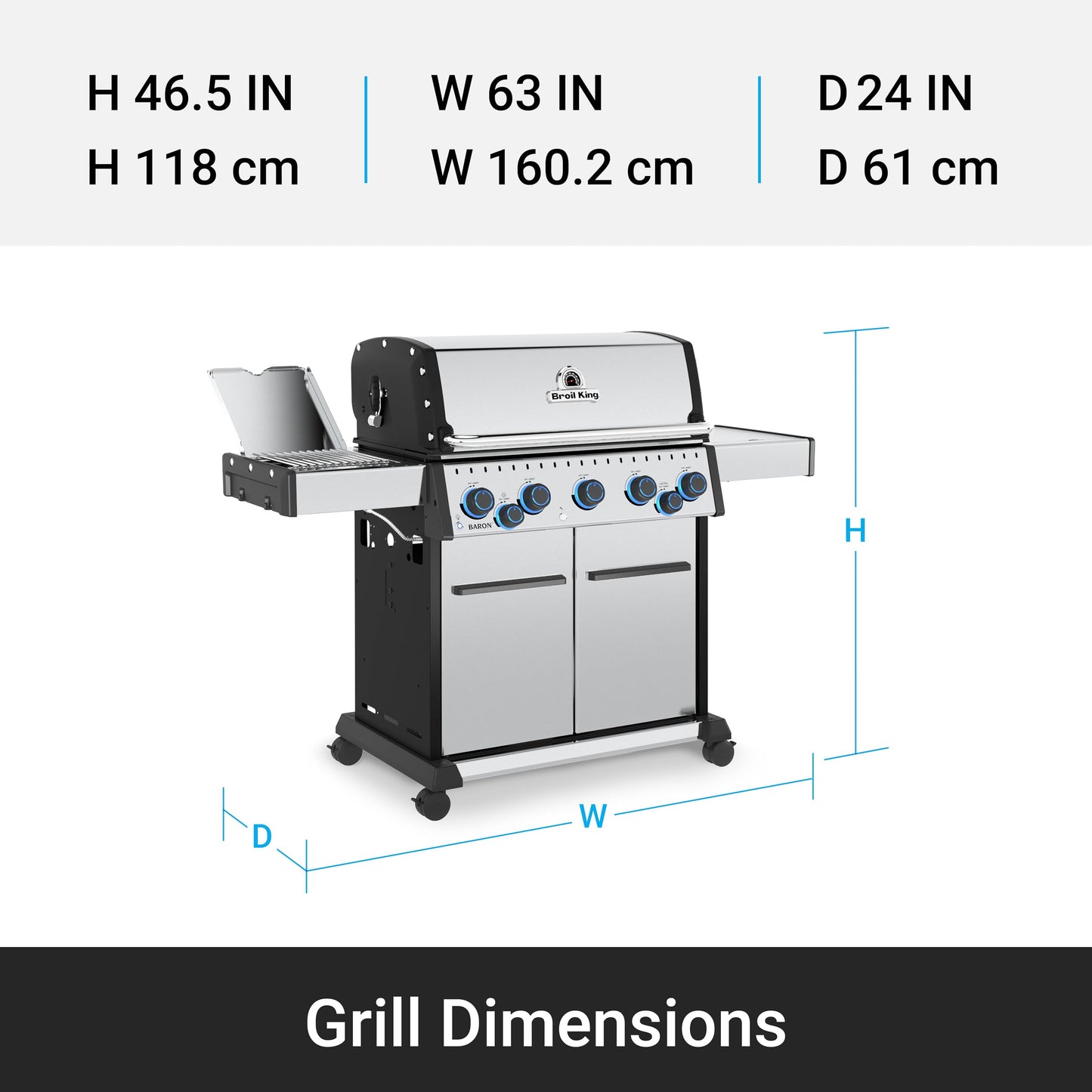 Broil King 678347 Baron S 590 Pro IR 5-Burner Pellet Ready Natural Gas Grill in Stainless Steel with Infrared Side Burner and Rear Rotisserie Burner
