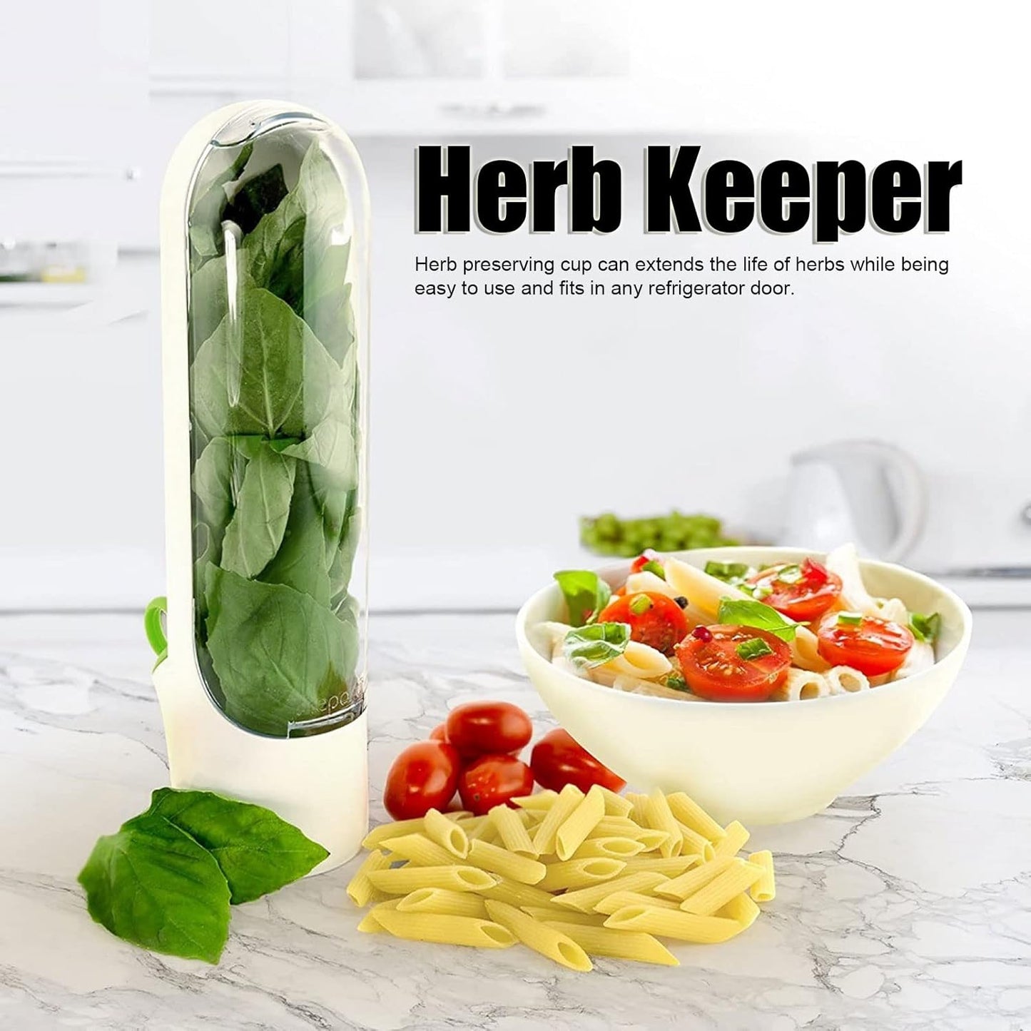 Lasting Refrigerator Herb Keeper, Fresh Storage Container for Asparagus, Coriander, Mint, Keeps Greens Fresh