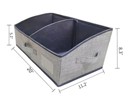 3 Packs Closet Storage Bins - Trapezoid Large Storage Box - Foldable Fabric Baskets for Organizing Clothes - Baby Toiletry, Toys, Towel, DVD, Book (Dark Grey, 20 x 11.2 x 8.3 inches)