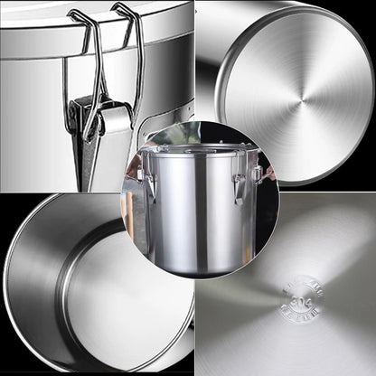 Verdeho 304 stainless steel food storage containers with lids lock clips airtight container large airtight for rice flour sugar grain coffee bean storage containers Kitchen jar (3.17gal/12L)