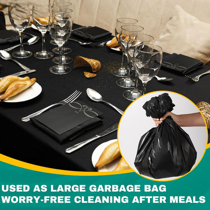 RowinsyDD Disposable Black Plastic Table Cloths - 20 Pack, 54 x 108 Inches for Parties, Weddings & BBQs