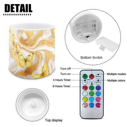 Cozeyat Gold Swirl Marble LED Candles Set of 4 Battery Powered Flameless with Remote Timer Flickering Flame Waterproof for Home Patio Beach Table