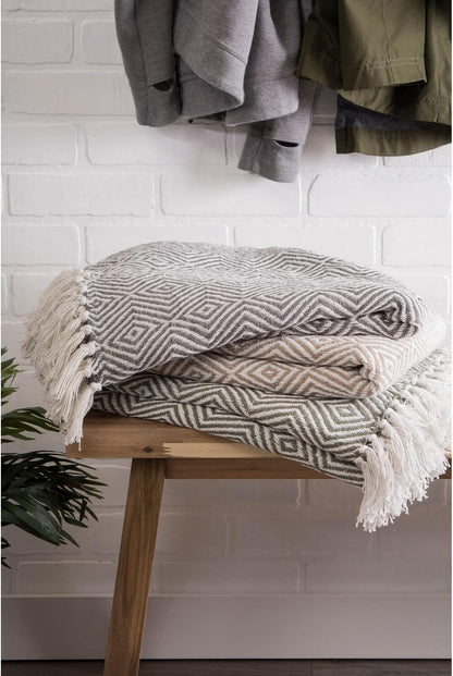 DII Diamond Throw Collection, Woven Cotton, 50x60, Mineral Gray