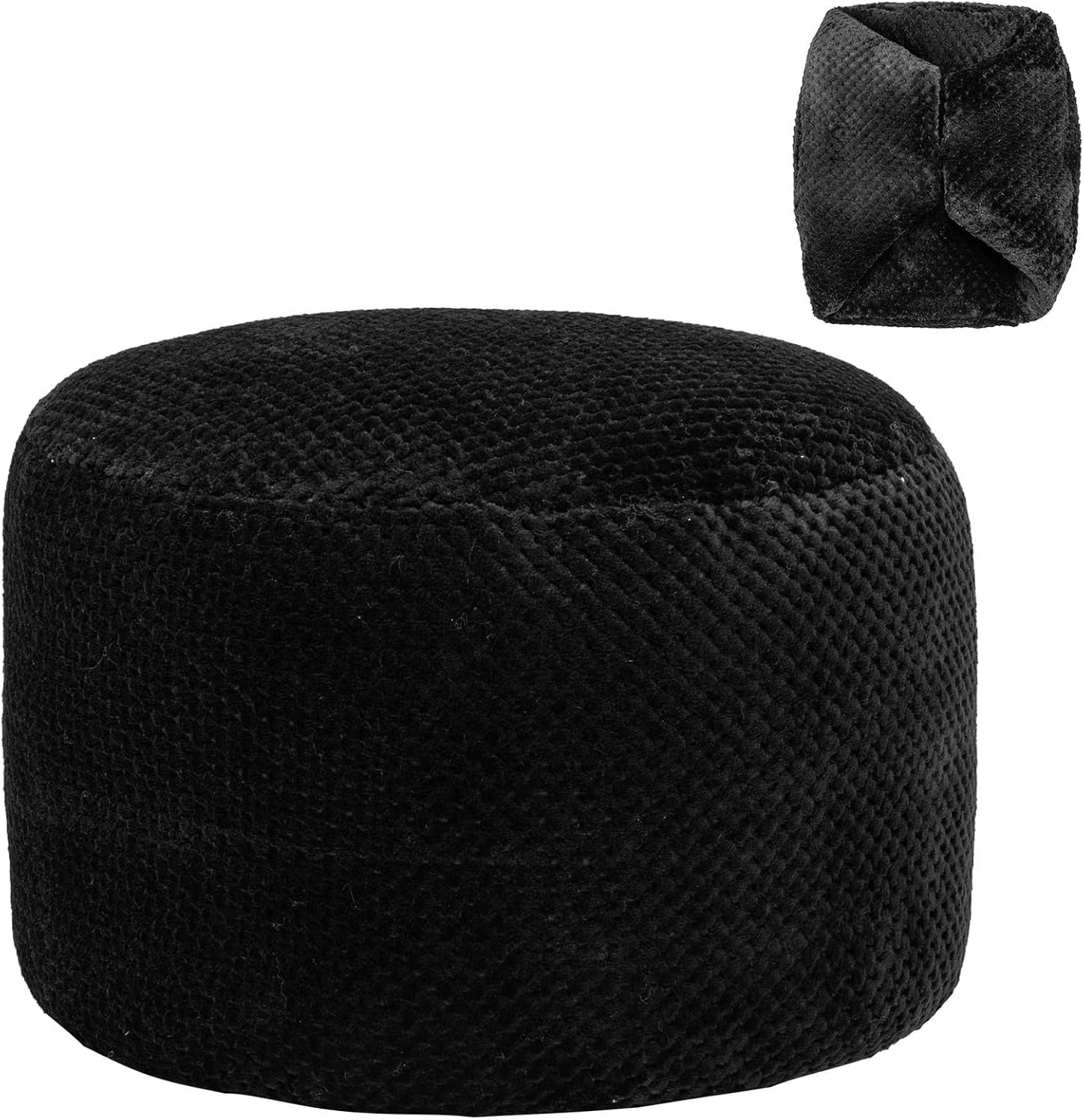 20x20x12 Inches Asuprui Unstuffed Pouf Ottoman Round Poof Ottoman No Filler Soft Faux Fur Foot Stool Fuzzy Chair Floor