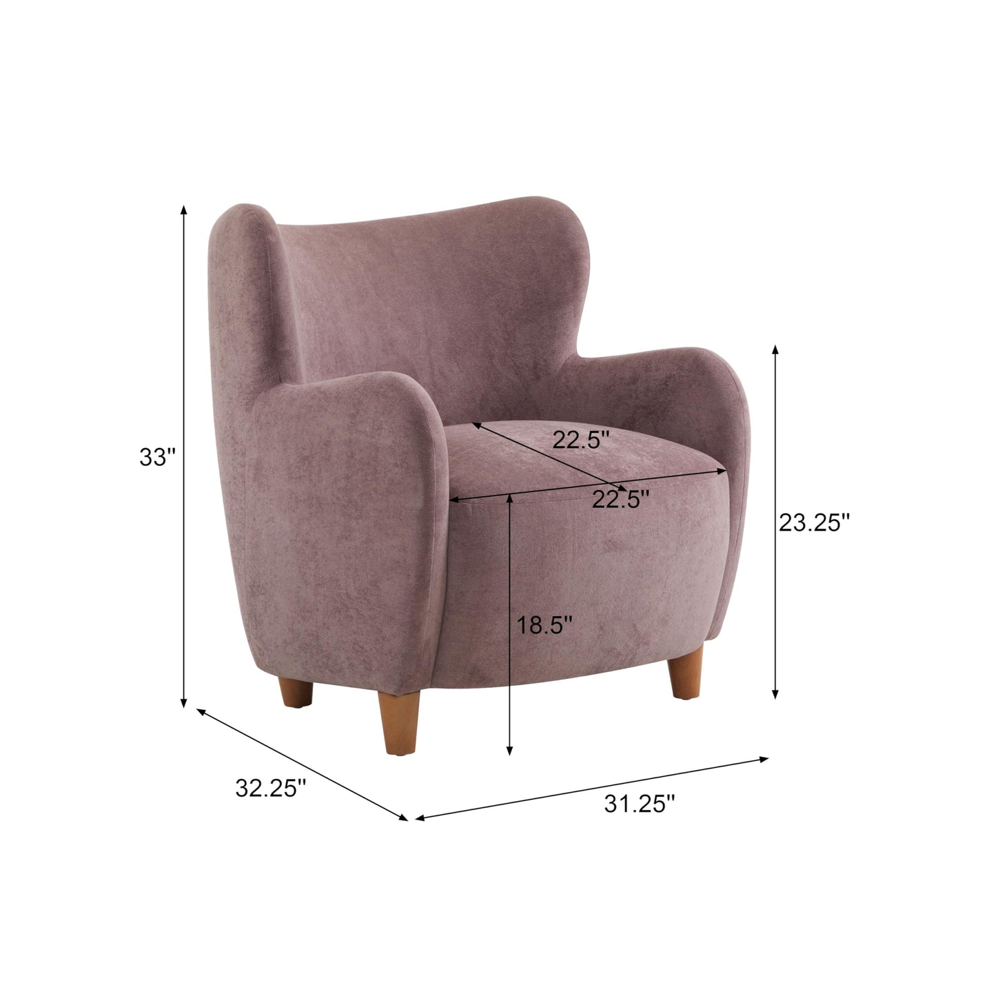 Christopher Knight Home Auden Wingback Accent Chair, Fabric Club Chair, Velvet Upholstered Armchair,Curved Backrest Single Sofa,Soft Cushion Seating, Reading Lounge Chair for Living Room, Dusty Orchid