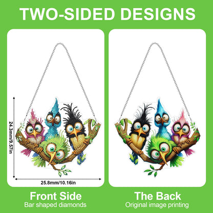 MUNORIAY Diamond Art Hanging Kit for Adult,DIY Acrylic Double Sided Bird Diamond Art Painting Window Suncatchers Pendants,Diamond Hanging Kit Crystal Gem Craft for Home Garden Wall Decor