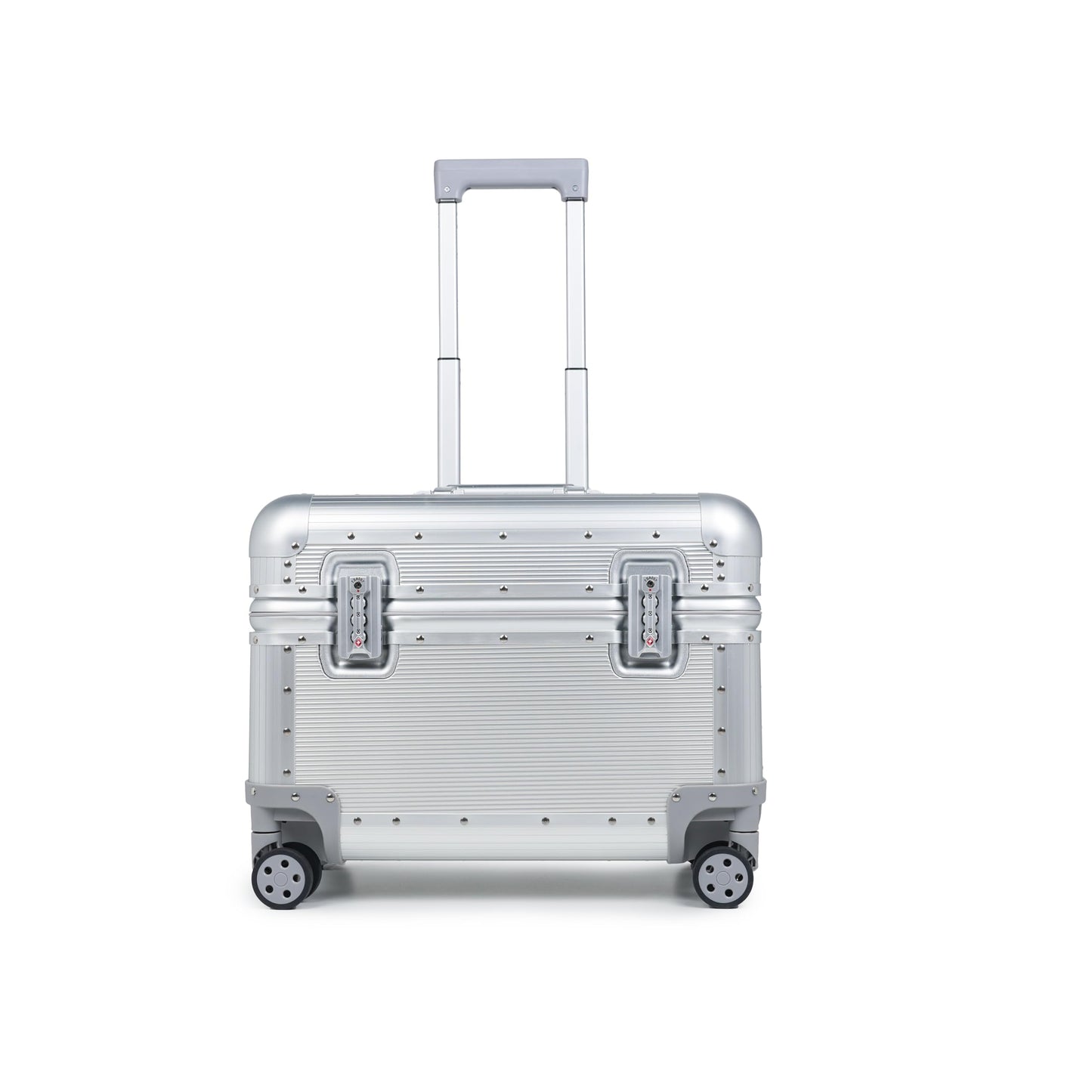Perle Path All Aluminum Rolling Camera Case, Pilot case, Camera roller bag, Carry on, Hard Shell Photography Equipment suitcase with 4 Wheels and Telescopic Handle (Silver(with camera bag inside))
