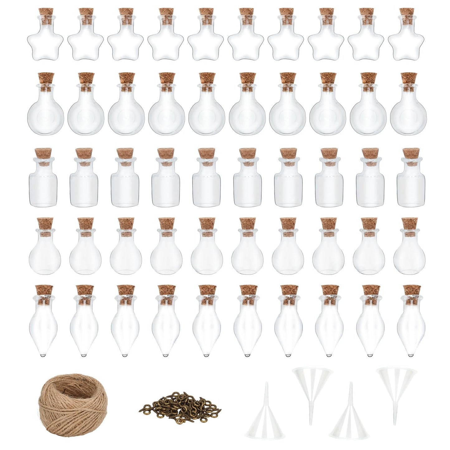 LYFJXX 50 Pieces Tiny Glass Spell Jars, Glass Wishes Bottle with Cork Stopper, Witchy Gifts, Birthday Gifts