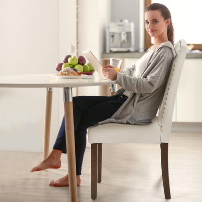 DUMOS Dining Chairs Set of 6, Modern Kitchen Table Chairs with Wooden Legs and Padded Seat, Mid Century Upholstered Accent Chairs for Dining Room/Kitchen/Living Room/Restaurant, Beige