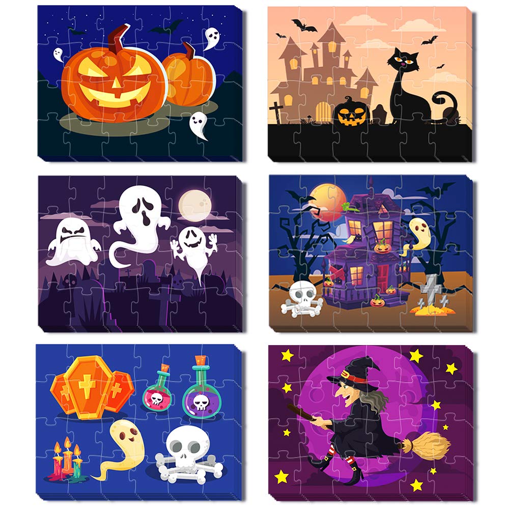KiDEPOCH Halloween Puzzles Set of 6 Designs - 36 Pack, 24-Piece, 5.5 x 7.3 inches, Multicolor, Cardboard & Paper, Jigsaw, For Kids & Adults, Indoor & Classroom, Family Game Night & Party Favors