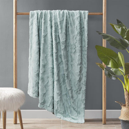 60x70 Madison Park Zuri Soft Plush Luxury Oversized Faux Fur Throw Animal Stripes Design, Faux Mink On The Reverse
