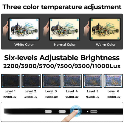 Heanolier A4 LED Copy Board Light Tracing Box,Super Bright Magnetic Light pad with Side physical Buttons,Adjustable Corded Light Table for Tattoo Transferring,Drawing, Light Board for Diamond Painting