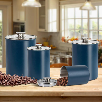 Set 4-Piece, 16/49/85/132 Counter malmo Stainless Steel Food Canister of Ounces,Airtight Containers with Glass Lid