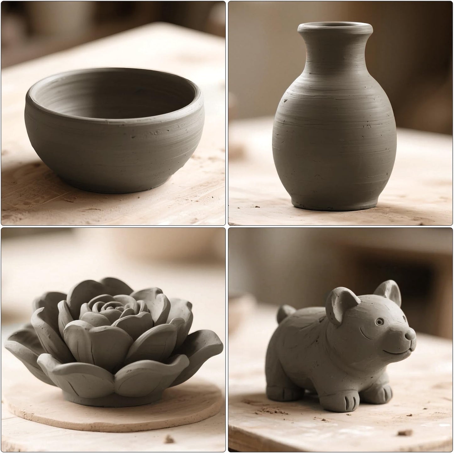 VIBRATITE Natural Air Dry Clay Bulk, 10LBs All-Purpose Modeling Sculpting Pottery Clay for Beginners and Professional (Gray)