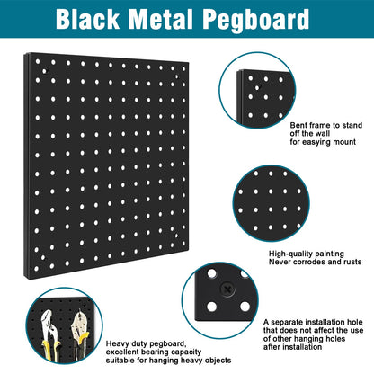 Daanxw Peg Board Kit, Includes Pegboard and Accessories,with Hooks and Bins,Peg Board Wall Organizer for Office,Ornaments Display,Crafts Organization (129, Black)