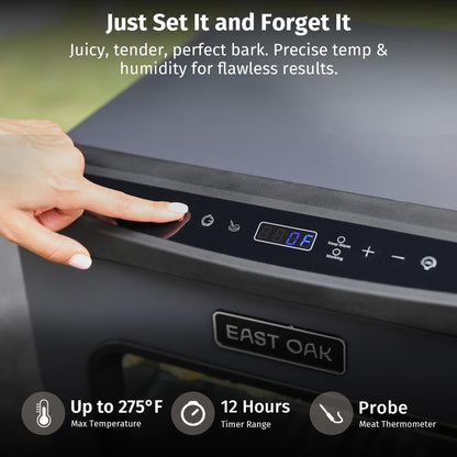 EAST OAK 30" Electric Smoker for Outdoors | Built-in Meat Probe & Clear Viewing Window | Side Chip Loader for 6x Longer Uninterrupted Smoking | 725 sq in Cooking Area for Bigger Batches, Night Blue
