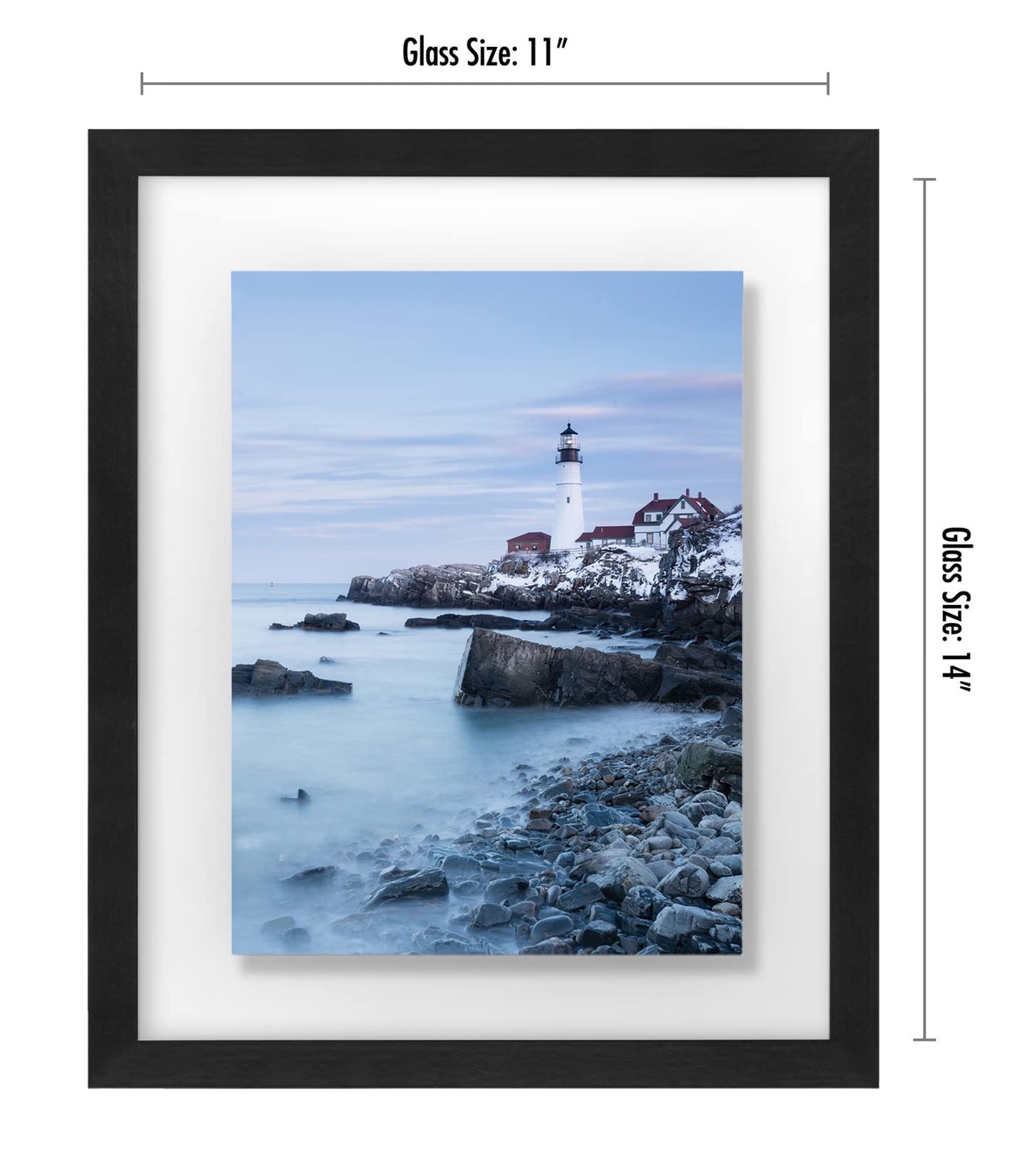 Americanflat 11x14 Floating Picture Frame with Polished Crystal-Clear Glass - Use as 8x10 Picture Frame or Display 5x7 Photo - Signature Float Collection - Photo Frames for Wall Display - Black