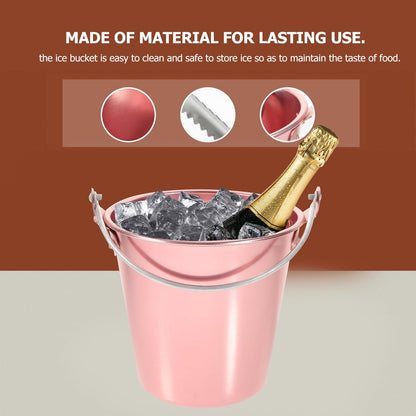 Metal Ice Bucket Pails for Beer & Wine, 1.25L Aluminum Alloy Cooler Bucket with Ice Tongs