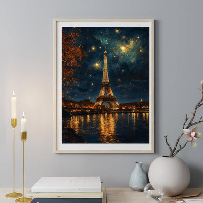BYGFHLYW 5D Diamond Painting Kits for Adults, Landscape Eiffel Tower Diamond Art Kits for Adults Beginner, DIY Full Drill Diamond Dot Gem Painting for Home Wall Decor 12x16inch