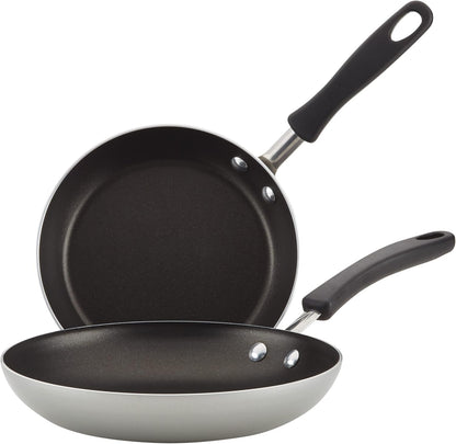 Farberware Cookstart DiamondMax Nonstick Frying Pans/Skillet Set, 8.25 Inch and 10 Inch, Dishwasher Safe, Silver