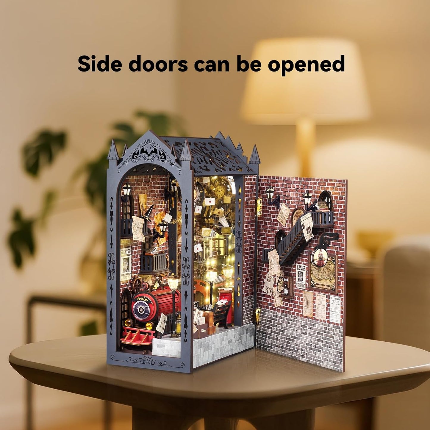 suruim DIY Book Nook Kit Bookend Puzzle Miniature Nook Library Bookshelf Insert Bookends Decoration Books Ornaments