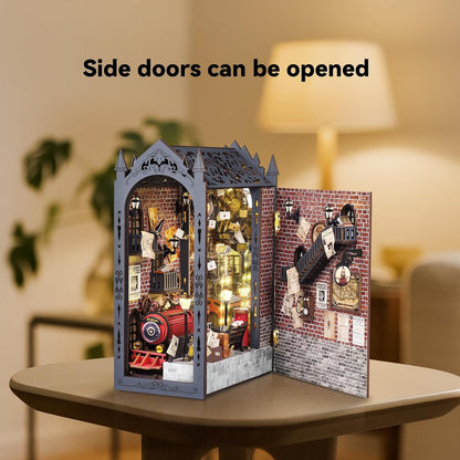 suruim DIY Book Nook Kit Bookend Puzzle Miniature Nook Library Bookshelf Insert Bookends Decoration Books Ornaments