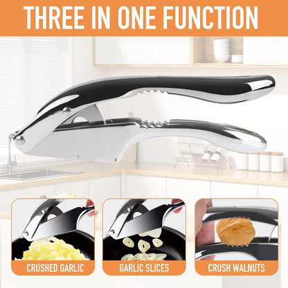 Garlic Press 2 in 1, Stainless Steel Blade, Effortlessly Crush, Slice, and Mince Garlic,with this Versatile Kitchen Tool - Perfect for Home Cooks and Professional Chefs Alike.