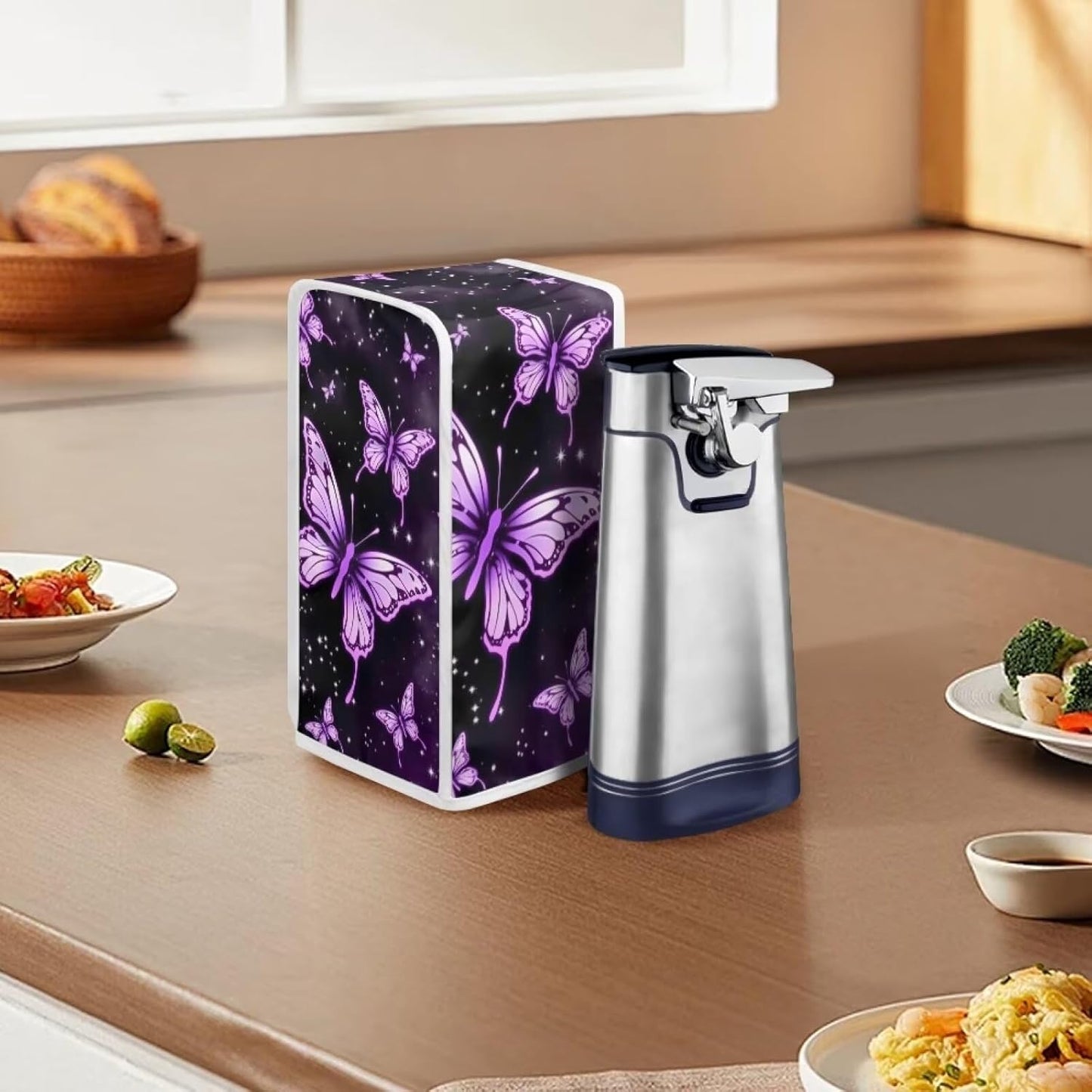Electric Can Opener Dust Cover - Butterfly Decorative Kitchen Appliance Cover, Machine Washable for Home Use