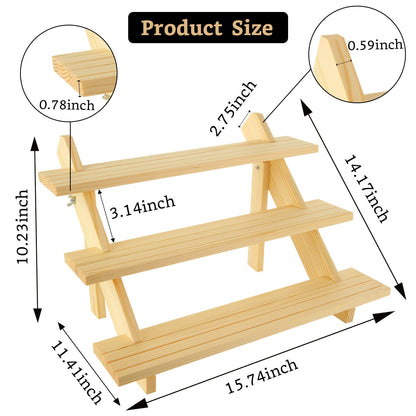Acrux7 2 Pack 3 Tier Wooden Display Stand, Wooden Earring Display Wood Cupcake Stands, Detachable Wood Tiered Jewelry Card Display Stand with Groove for Jewelry Cupcake Vendors Retail Party Home