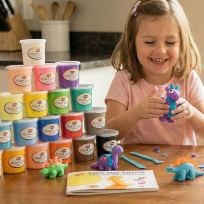BOHS Air Dry Clay for Kids, 24 Colors Foam Modeling Clay Kit with Sculpting Tools & Tutorial (2.65 lb) - Arts and Crafts DIY Gifts for Girls & Boys Ages 4-12