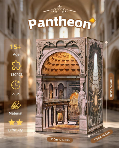MiniCity DIY Book Nook Kit for Adults, 3D Wooden Puzzle Booknook Miniature House Kit (Pantheon)